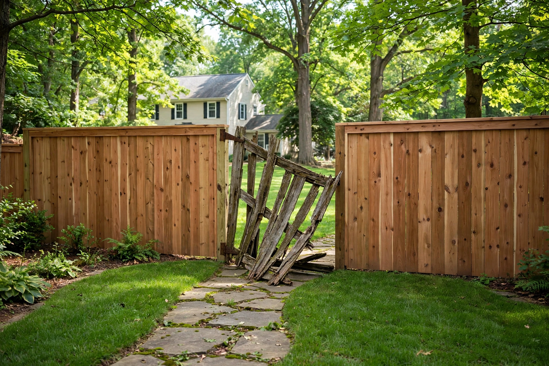Before photo,  Gate Installation in Enfield Chase, by Bowie Fence Company